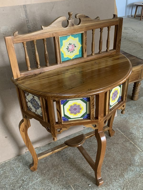 Teak Wood D Shape table - Image 3