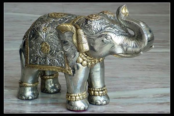 Silver Quoted Wooden Elephant